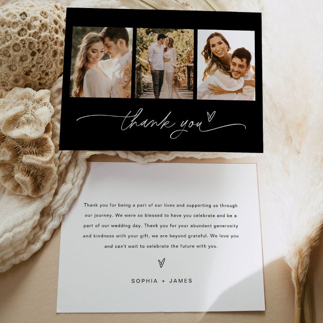 NOIR Minimalist Photo Wedding Thank You Card (Creator Uploaded)