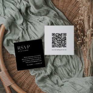 NOIR Minimalist RSVP Card, QR Code Insert