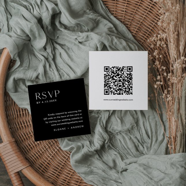 NOIR Minimalist RSVP Card, QR Code Insert (Creator Uploaded)
