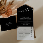 NOIR Minimalist Wedding All In One Invitation<br><div class="desc">The NOIR Collection features a classic black colour and a stunning modern calligraphy script font, creating a look that is both elegant and sophisticated. This collection is perfect for couples who want to create a timeless and classic feel for their special event. The bold black colour scheme creates a striking...</div>