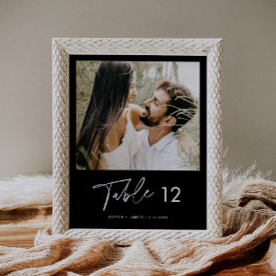 NOIR Modern Minimalist Photo Table Number 8x10 Poster