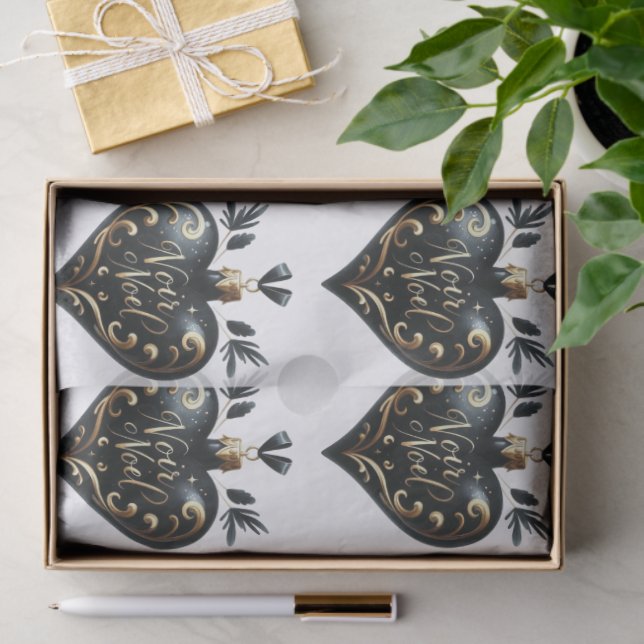 Noir Noel Heart Shaped Ornament Gift Tissue Paper (Gift)