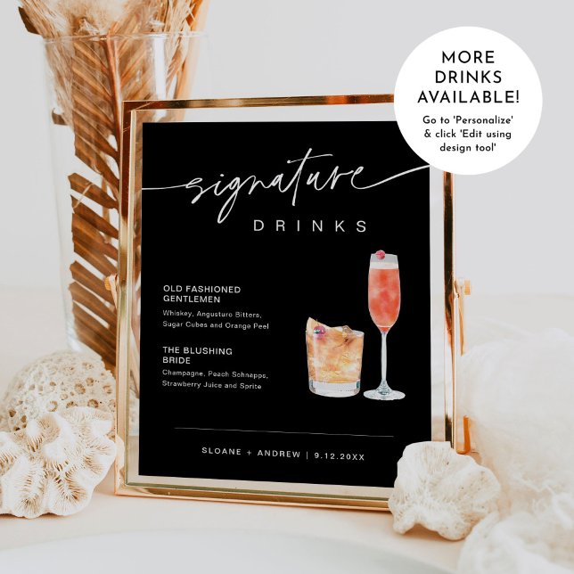 NOIR Signature Drinks Wedding Sign Black 8x10 (Creator Uploaded)