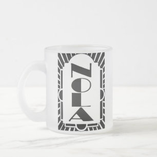 NOLA Art Decco Design, Frosted Glass Coffee Mug