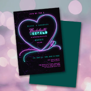Nola Beads Bourbon Neon Heart Bachelorette Weekend Invitation