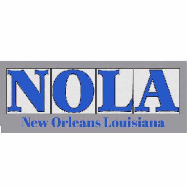 NOLA, Blue Letter Street Tiles Standing Photo Sculpture (Front)