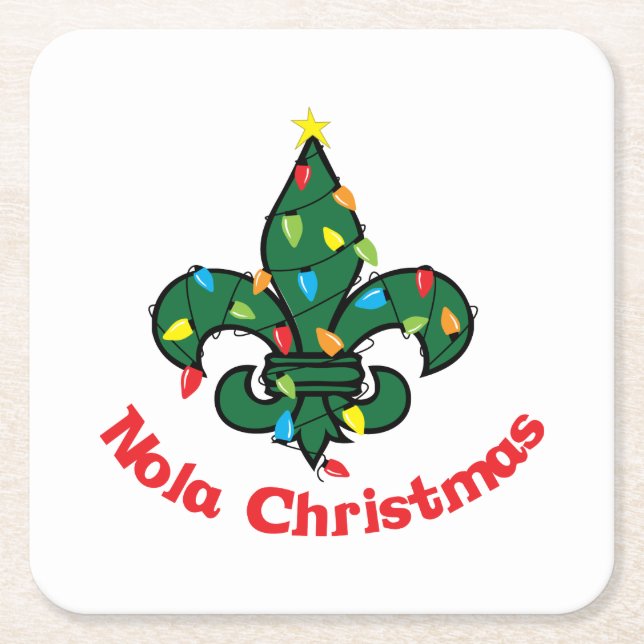 Nola Christmas Square Paper Coaster (Front)