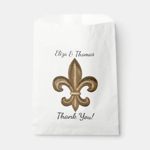 Nola Gold French Fleur De Lis Wedding Thank You Favour Bags