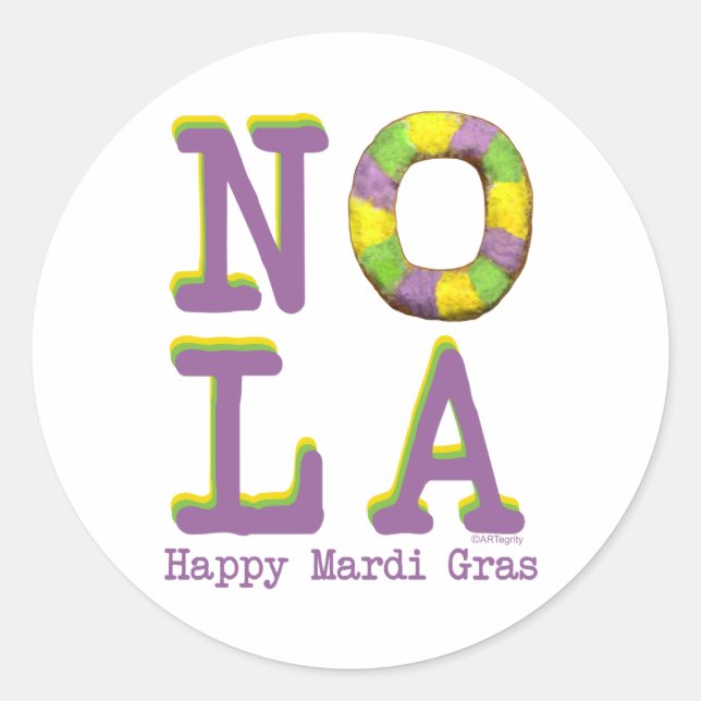 NOLA King Cake Classic Round Sticker (Front)