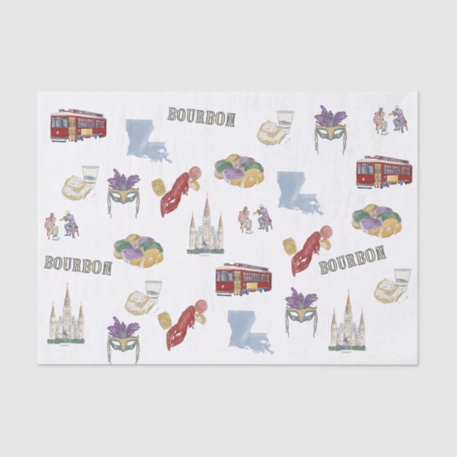Nola Louisiana Themed Mardi Gras  Tissue Paper (Front)