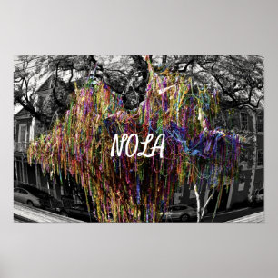 NOLA Mardi Gras Beaded Tree - New Orleans Poster