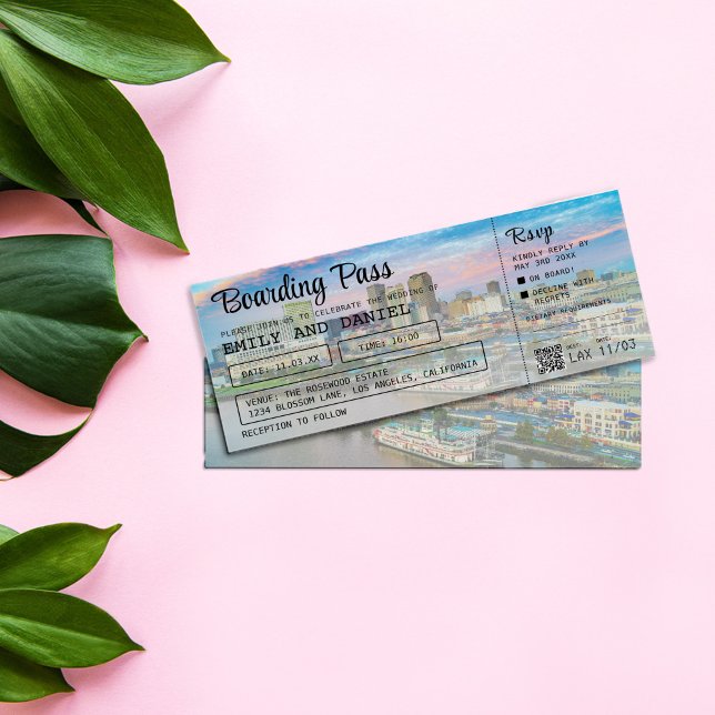 NOLA New Orleans Destination Boarding Pass Wedding Invitation (Creator Uploaded)
