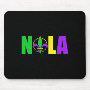 Nola New Orleans Louisiana 504 Fleur-de-lis Mardi Mouse Mat