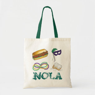 NOLA New Orleans Louisiana Mardi Gras Beads Party Tote Bag