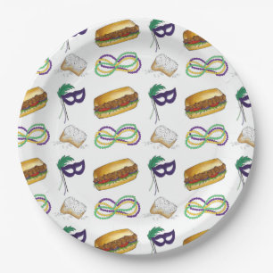 NOLA New Orleans Louisiana Mardi Gras Party Paper Plate