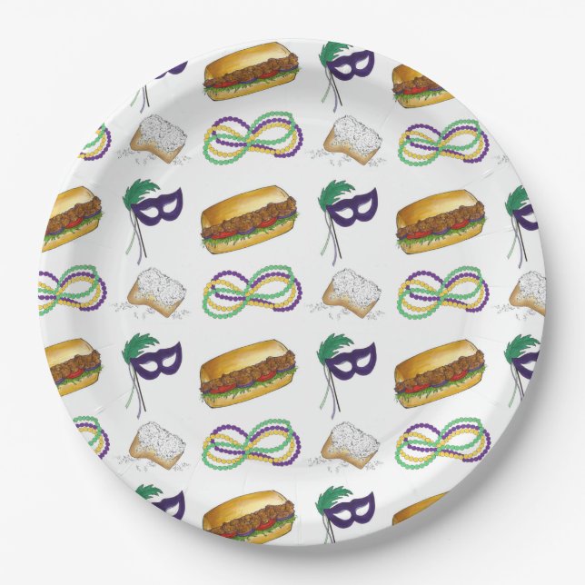 NOLA New Orleans Louisiana Mardi Gras Party Paper Plate (Front)