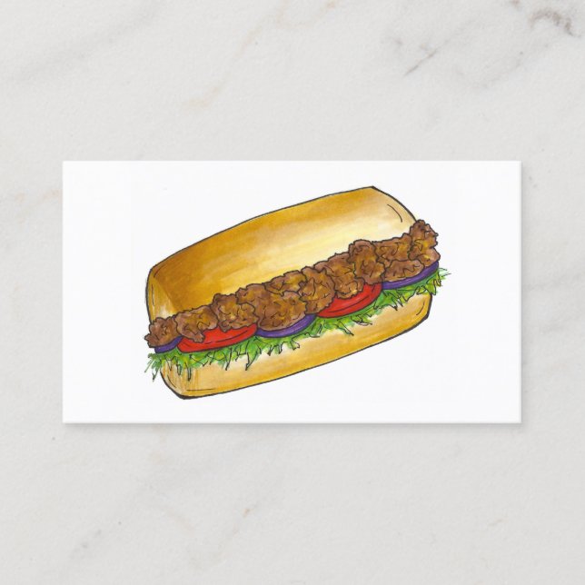 NOLA New Orleans Louisiana Shrimp Po'boy Sandwich Business Card (Front)