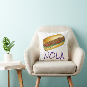 NOLA New Orleans Louisiana Shrimp Po'boy Sandwich Cushion