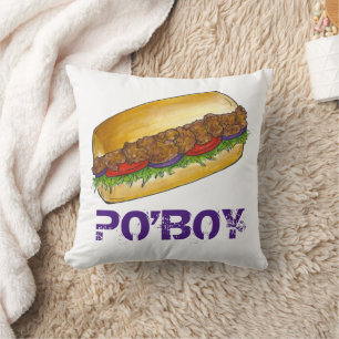 NOLA New Orleans Louisiana Shrimp Po'boy Sandwich Cushion