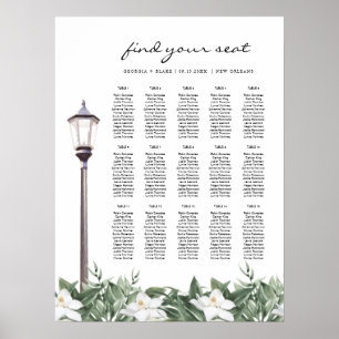 NOLA   New Orleans Magnolia Bourbon Street Seating Poster