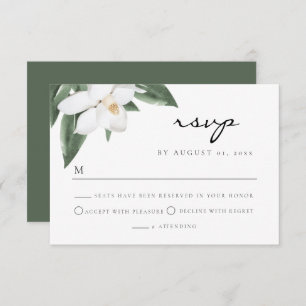 NOLA New Orleans Magnolia Wedding RSVP Postcard