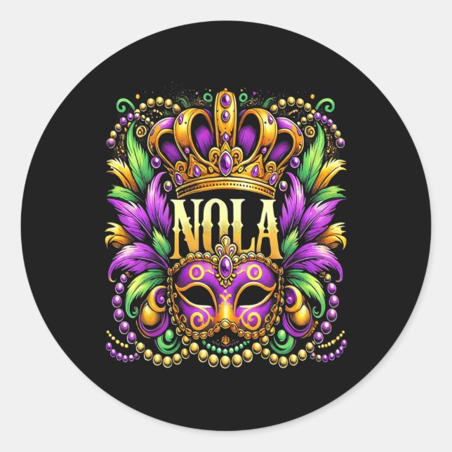 Nola New Orleans Mardi Gras 2025  Classic Round Sticker (Front)