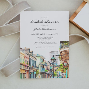 NOLA New Orleans Mardi Gras Bridal Shower Invitation