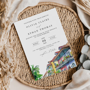 NOLA New Orleans Watercolor Destination Wedding Invitation