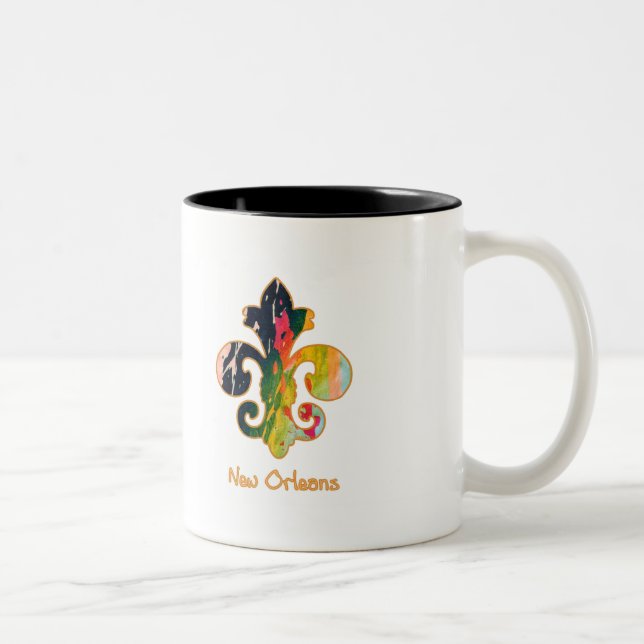 NOLA Painted Fleur de lis (1) Two-Tone Coffee Mug (Right)