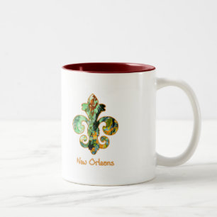 NOLA Painted Fleur de lis (6) Two-Tone Coffee Mug