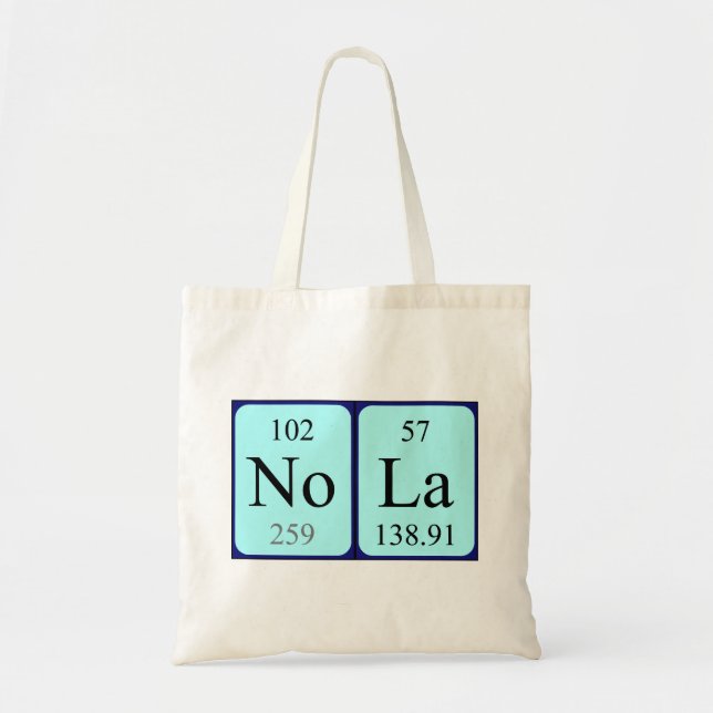 Nola periodic table name tote bag (Front)