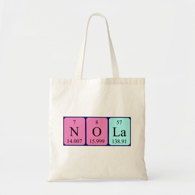 Nola periodic table name tote bag (Front)