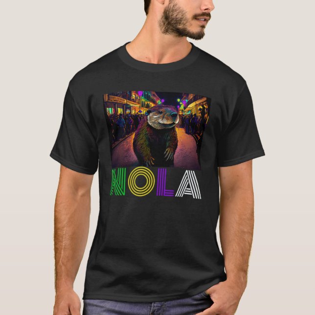 Nola Saying New Orleans Mardi Gras Nutria Rat   1 T-Shirt (Front)