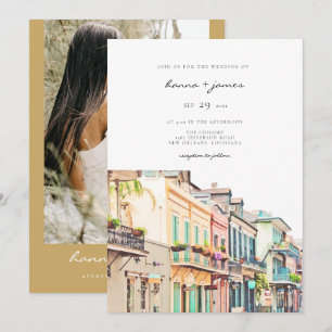 NOLA Watercolor New Orleans Bourbon Street Wedding Invitation