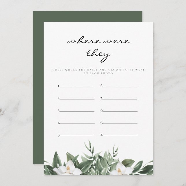 NOLA Where Were They Bridal Shower Game Card (Front/Back)