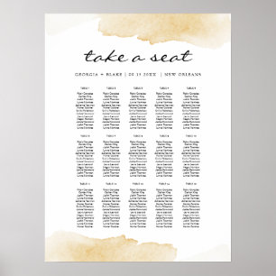 NOLA  Yellow Watercolor Wedding Seating Chart