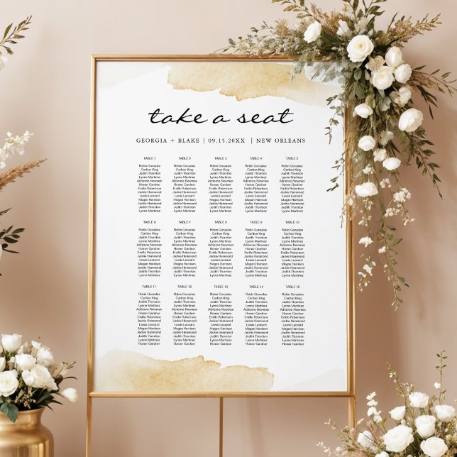 NOLA  Yellow Watercolor Wedding Seating Chart (Creator Uploaded)