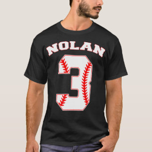 Nolan Baseball Name Three Years 3rd Birthday Numbe T-Shirt