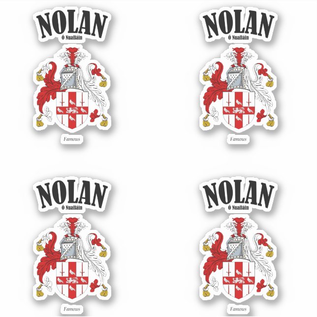 Nolan Crest Irish Translation & Meaning (x4) (Front)
