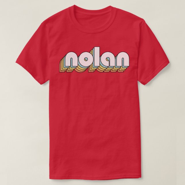 Nolan Retro Rainbow Typography Faded Style T-Shirt (Design Front)