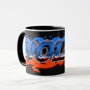 Nolan Vorname Name Graffiti blue orange Tasse Mug