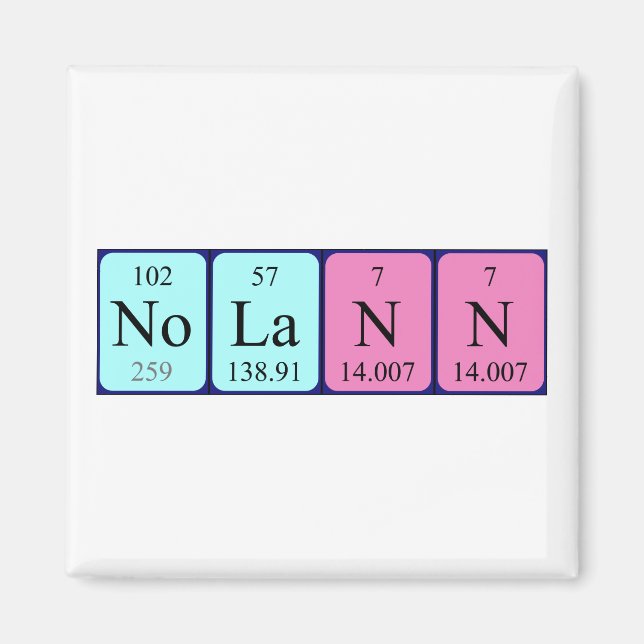 Nolann periodic table name magnet (Front)