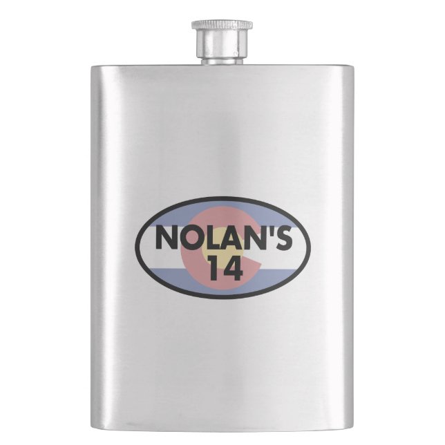 Nolan's 14 Colorado Flag Oval Hip Flask (Front)
