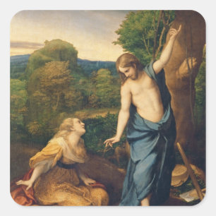 Noli Me Tangere, c.1534 (oil on canvas) (for detai Square Sticker