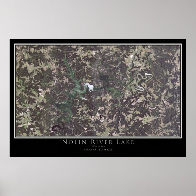 Nolin River Lake Kentucky Satellite Poster Map (Front)