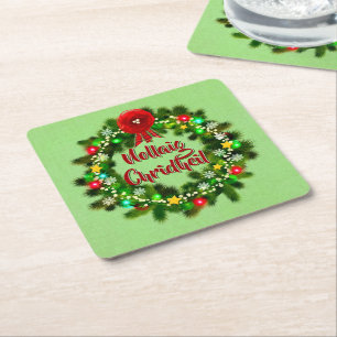 Nollaig Chridheil Scottish Christmas Square Paper Coaster