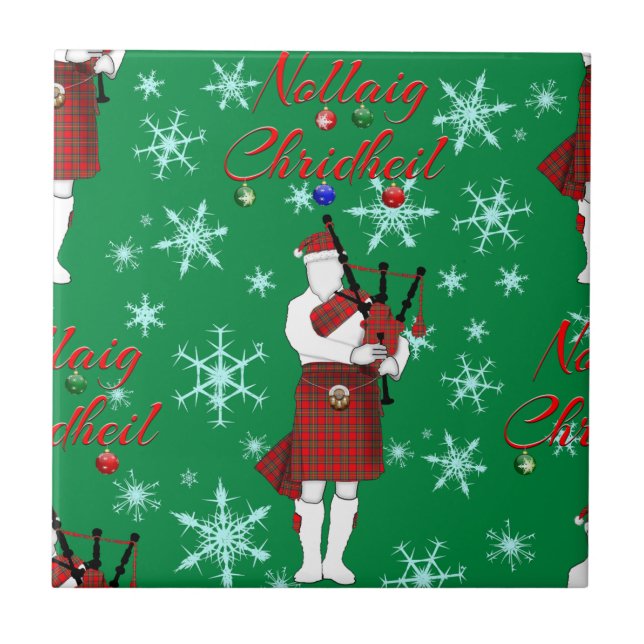 Nollaig Chridheil Scottish Merry Christmas Scottis Tile (Front)