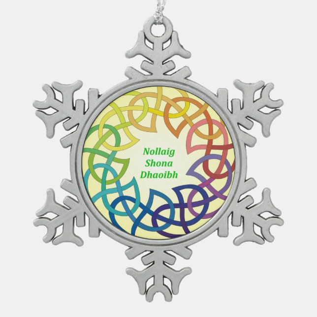 Nollaig Shona Dhaoibh - Irish Christmas Snowflake Snowflake Pewter Christmas Ornament (Front)