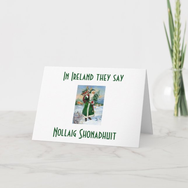 Nollaig Shonadhuit an IRISH SANTA MERRY CHRISTMAS Holiday Card (Front)