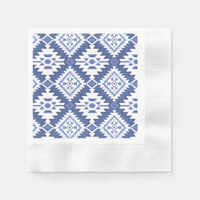 NOMADESAUSTRALIENS Blue aztec design Napkin (Front)